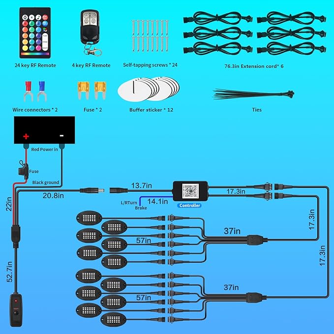 12Pods Heavy Duty Aluminum RGB LED Rock Lights for Trucks Pickup Jeep UTV ATV SXS Off-Road with APP/RF Remote, Segmented IP67 Waterproof Multicolor Underglow Accent Light 12V Plug and Play&Pre Wired