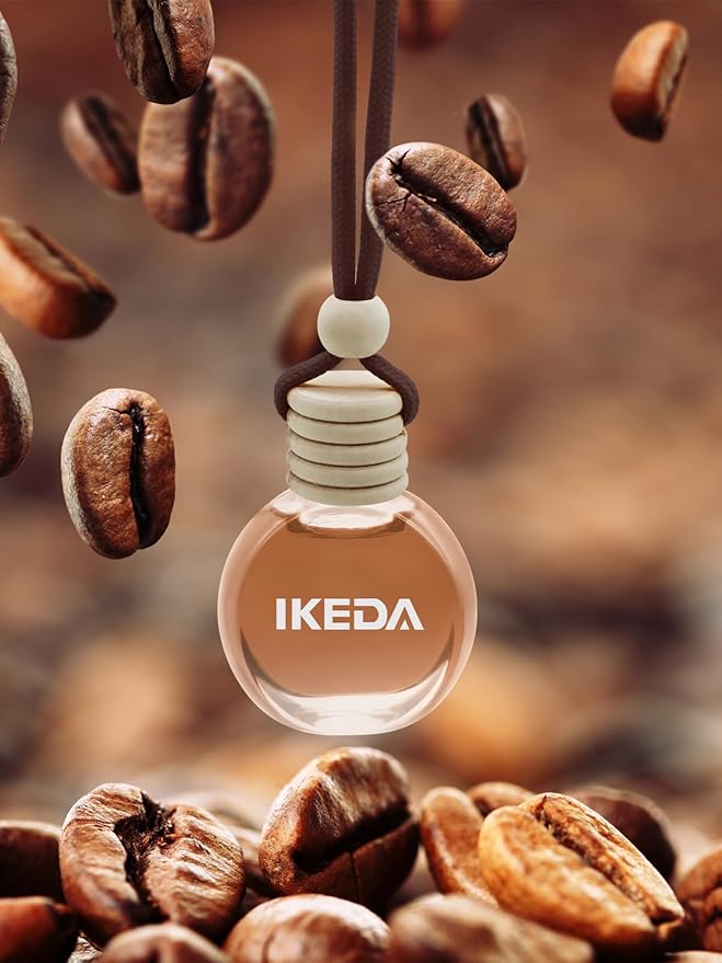 Ikeda Car Air Freshener: Hanging Car Smell Air Freshener | 10ml Hanging Car Perfume | Long Lasting Fragrance | Strong Scents Diffuser for Auto Home (Coffee)