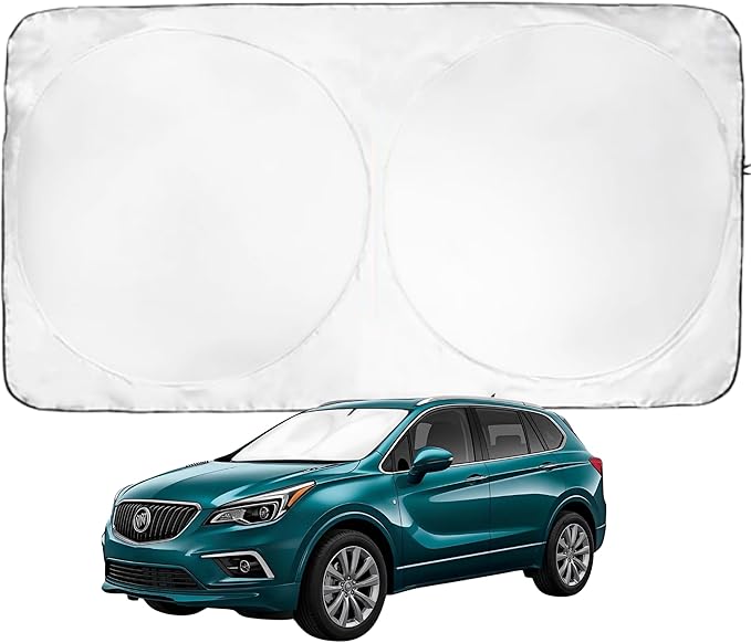 Windshield Sun Shade -Certified 99.87% UVB & 99.02% UVA Car Sun Shade. Award Winning Sunshade - Patented Technology | Compatible for Buick Envision (2016-2020) | Car Shades by Kinder Fluff