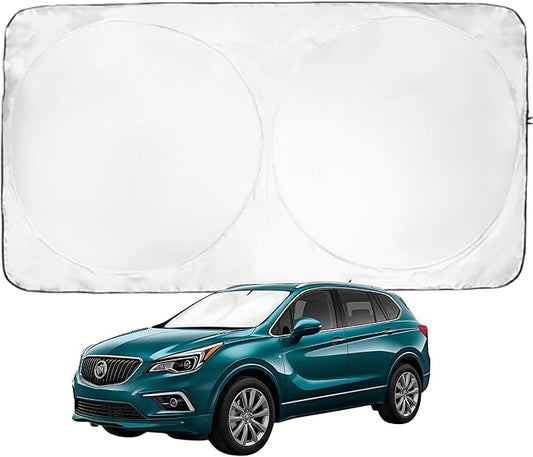 Windshield Sun Shade -Certified 99.87% UVB & 99.02% UVA Car Sun Shade. Award Winning Sunshade - Patented Technology | Compatible for Buick Envision (2016-2020) | Car Shades by Kinder Fluff