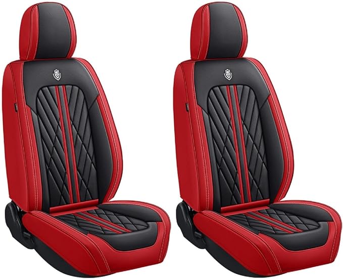 Premium Nappa Leatherette Car Seat Cover Set Custom Fit for Honda CR-V CRV 2000-2023 2024 2025 2026 Water-Proof Breathable Faux Leather Seat Cushion Protectors (Full Set 5 Seats,Black Red)