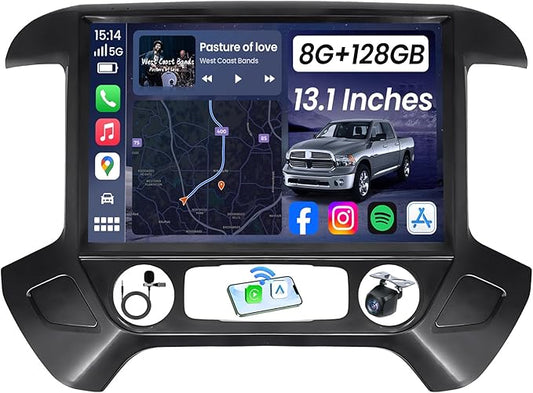 13.1 inch 12 Core+128GB Car Radio for Chevy Silverado 2014-2018: 2K QLED Touch Screen, Android 13 Stereo with Wireless CarPlay Android Auto 5G WiFi GPS Bluetooth FM/AM DSP 48EQ SWC Backup Camera