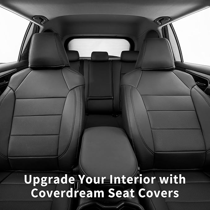 coverdream 2026 Rav4 Seat Covers Custom Fit for 2026 Toyota Rav4 Hybrid (Woodland/Limited) SUV,Full Set Luxury Waterproof Leather Car Seat Protector Black