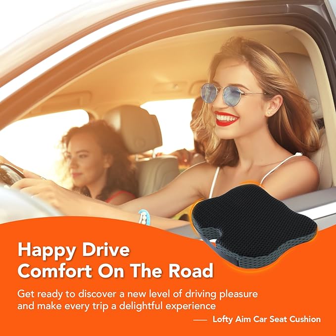 Car Seat Cushion, Comfort Memory Foam Car Cushions for Driving (Gray)