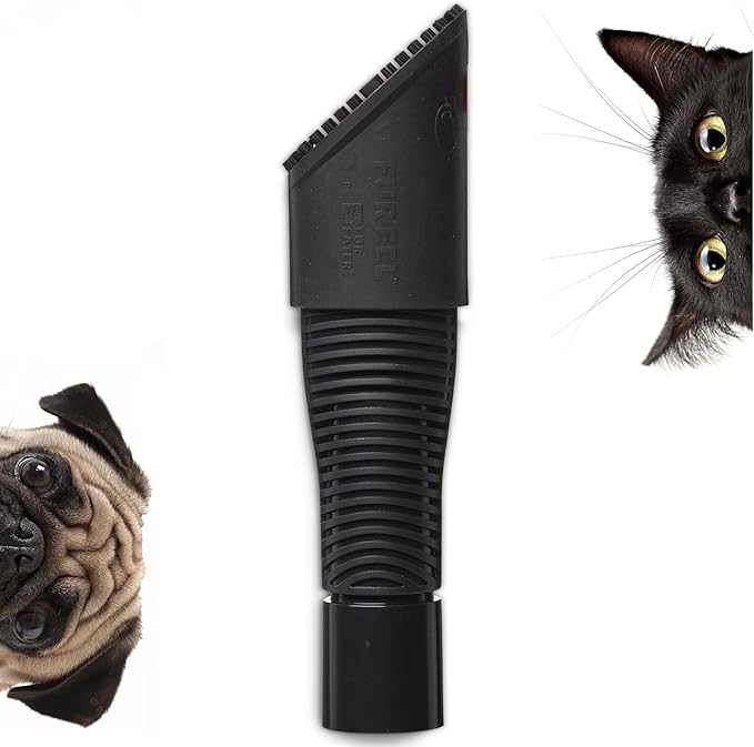 Fur-EEL Pet Hair Removal Tool for Car & Home | Universal Vacuum Attachment for Dog & Cat Hair | Fits 1-1/4" or 1-3/8" Hoses | Lint Remover with Soft Rubber Bristles | Easy to Clean & Reuse