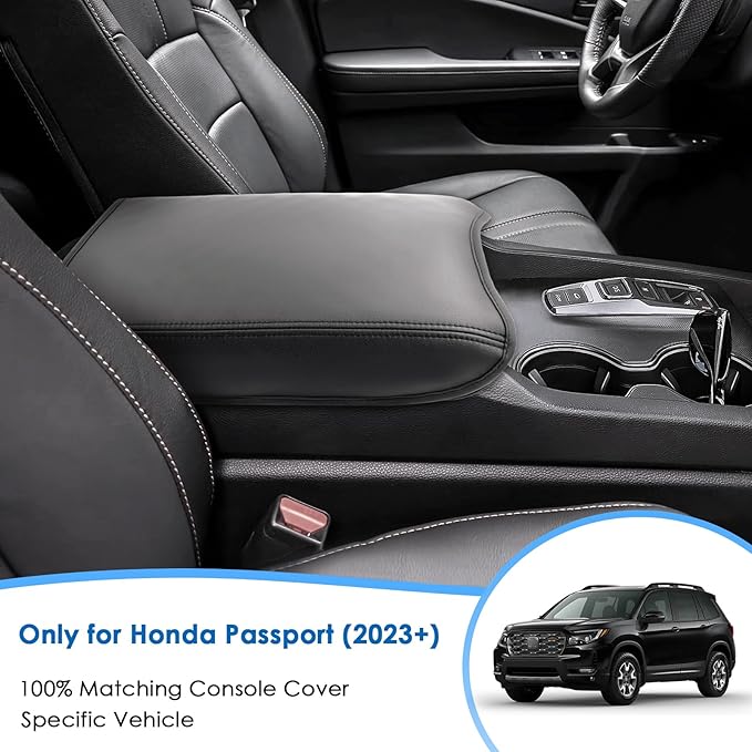 2024 2025 2026 Passport Accessories Center Console Cover for Honda Passport (RTL/TrailSport/EX-L/Black Edition), Waterproof &Comfy Leather Armrest Cover 2025 2026 Passport Accessories