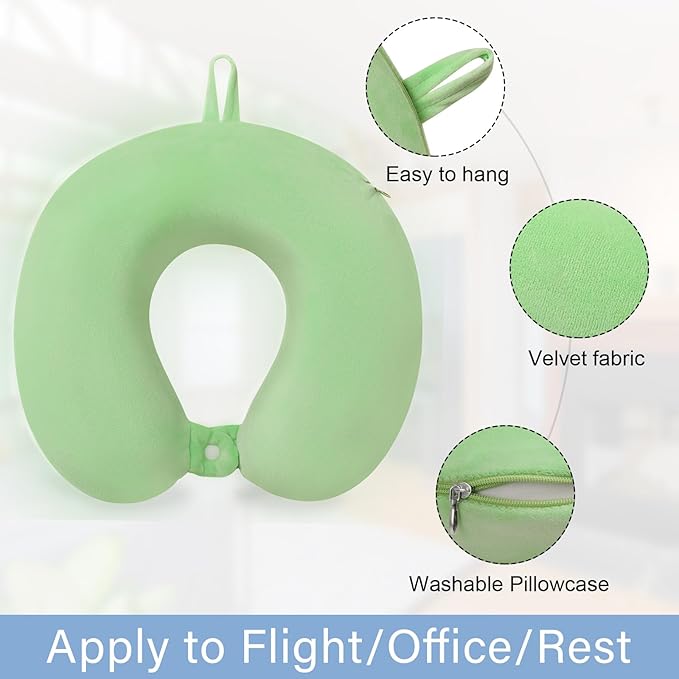 Neck Pillows for Travel Comfortable Travel Neck Pillow U Shape Memory Foam Support Neck and Head Portable Neck Travel Pillow Suitable for Airplane Trains Car Travelings