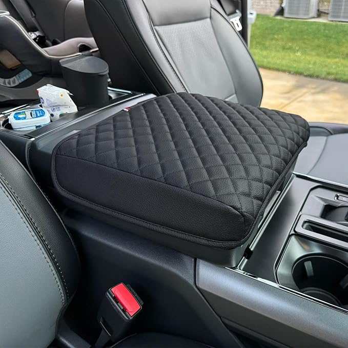 PIMCAR Center Console Cover for 2021-2025 2026 Ford F150, 2022-2026 F150 Lightning Work Surface Console Armrest Cushion Leather Protector Interior Accessories (Only fit for Work Surface Console)