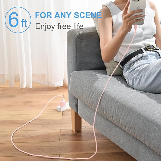 iPhone 17 16 15 Charger Fast Charging 2+2Pack 20W USB C Wall Charger with 6FT Fast Charging Cable Compatible with iPhone 17/17 Air/17 Pro/17 Pro Max/iPhone 16/15 Series, iPad Pro/AirPods - Pink