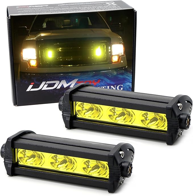 iJDMTOY 3000K Yellow 3-Chipset High Power LED Daytime Running Light Kit Compatible with Behind The Grille or Lower Bumper Insert Area