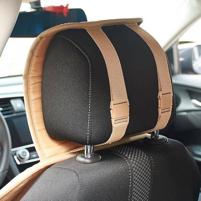 Blueshyhall Wooden Beaded Car Seat Cover Comfortable Massage Car Seat Cushion Cool Breathing–Universal SUV Auto Office Home (Beige)