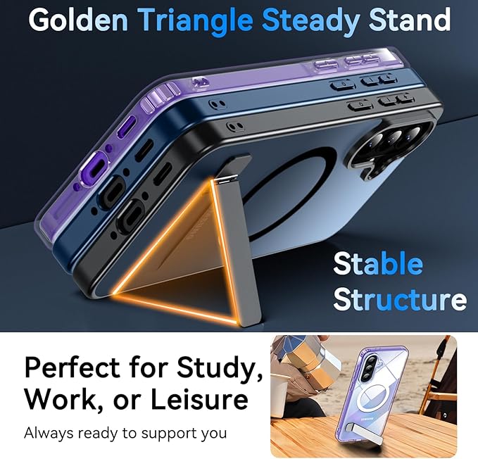OWKEY for Samsung Galaxy A37 5G Case with Stand, Magnetic Shockproof Case Fit for Magsafe Translucent Matte Cover for Samsung A37, Clear