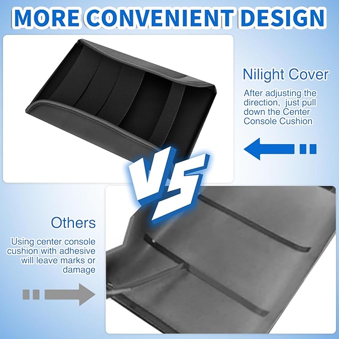 Nilight Center Console Cover Compatible with Tesla Model 3 Tesla Model Y Armrest Cover for Car Vegan Leather Middle Console Cover Car Center Console Cushion Pad (Not Fit for 2024 Tesla Model 3) -Black