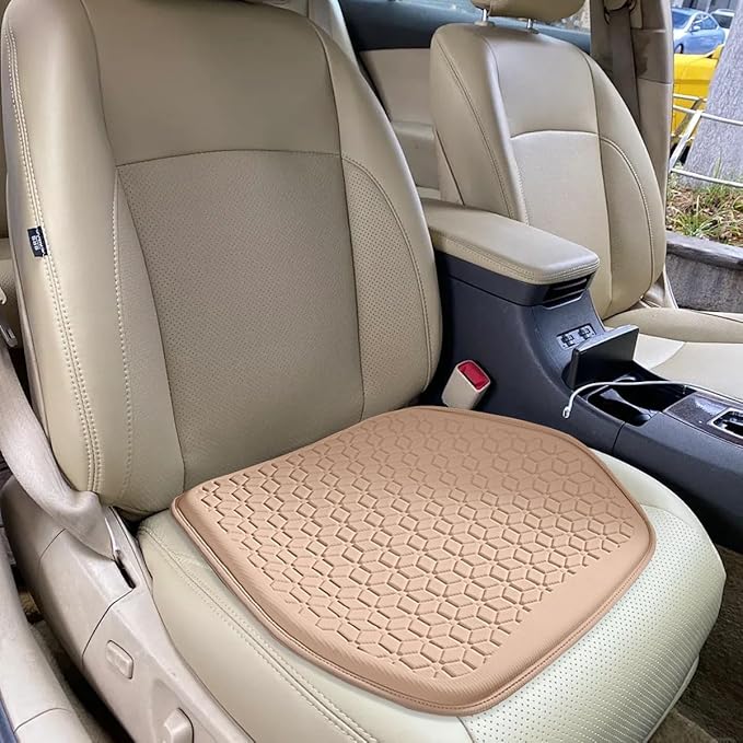 Gel Car Seat Cushion, Soft Cooling Honeycomb Non-Slip Vehicle Seat Bottom Mat for Long Sitting, Breathable Automotive Interior Chair Pad to Reduce Sweat, Universal for Truck SUV RV (Pink)