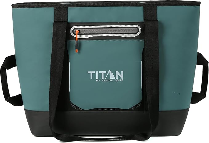 Titan by Arctic Zone Soft Sided Cooler Tote, Insulated Bag with Handle, Shoulder Strap, and Zipper for Lunch, Picnic, and Travel, 30 Can Capacity