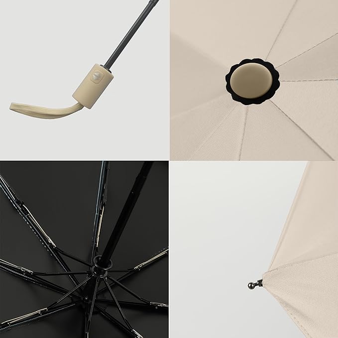 BAODINI Small UV Protection Travel Umbrella Compact for Rain and Sun UPF 50+ Windproof Portable 42 inch Umbrella for Women and Men