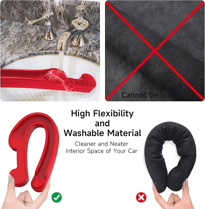 Givifive Car Seat Gap Filler Set of 2, 3IN1 Seat Side Gap Filler Plug with Storage Slot & Hook Function, Soft Foam Universal Fit Car SUV Truck Fill Gap Between Seats Console Organizer (Narrow Red)