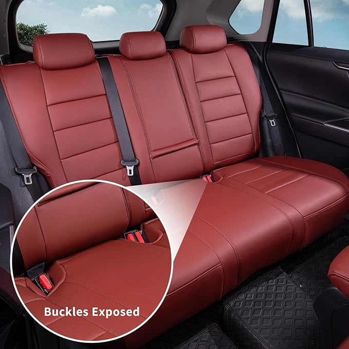 coverdream Rav4 Seat Covers Custom Fit for Toyota Rav4 2013-2018 LE SUV Seat Cushion,Fully Covered,Luxury Waterproof Leather Car Seat Protector,Armrest Cover Included (Full Set,Wine Red)