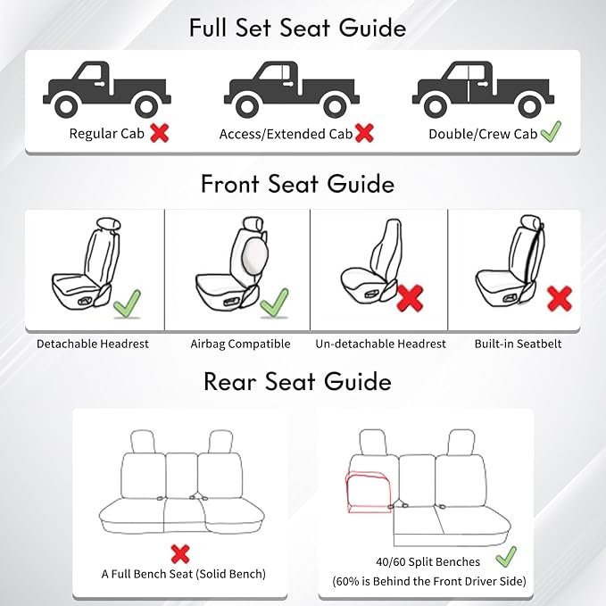 Huidasource Tacoma Car Seat Covers, Nappa Leather Truck Seat Cushion Cover Fit for Toyota Tacoma 4th Gen 2024-2026 Double/Crew Cab SR, SR5, Limited, TRD Sport/Off-Road,Trailhunter (Full Set/Black)