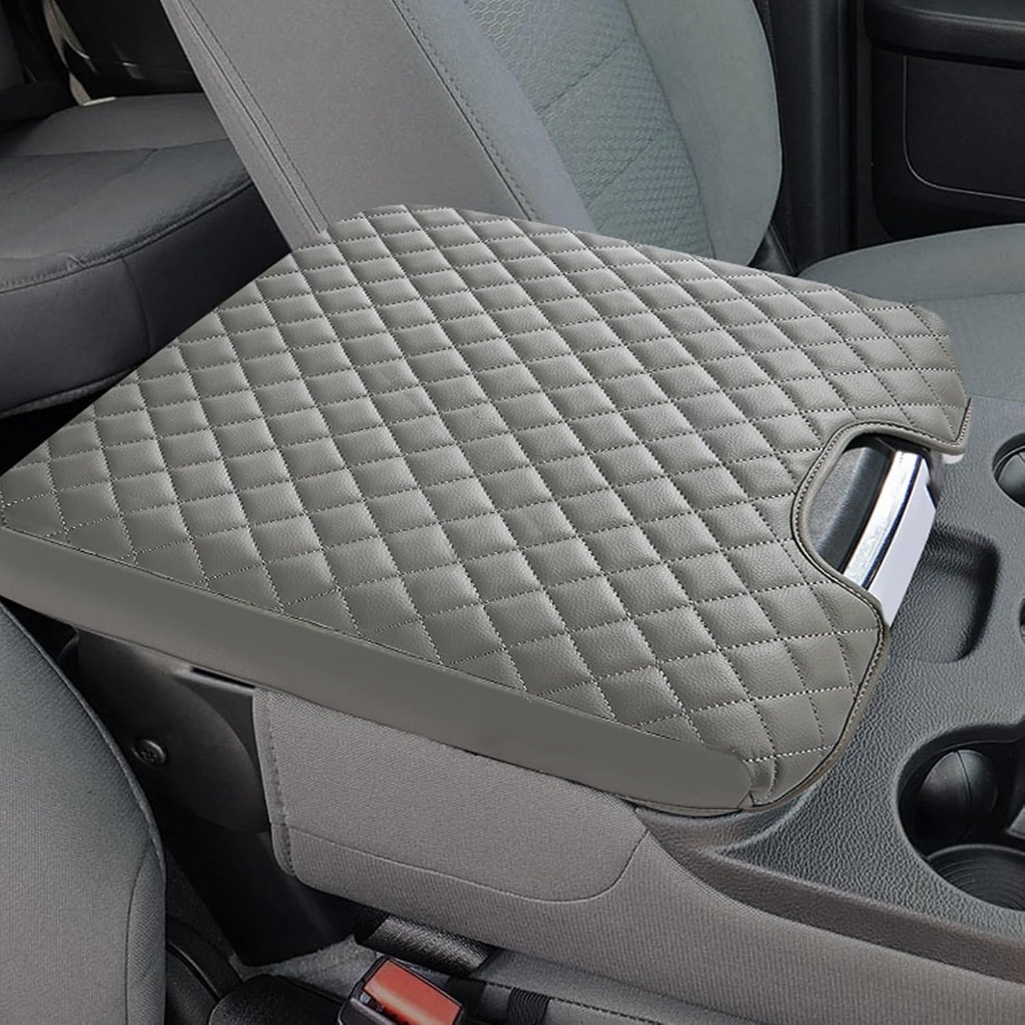 JOYTUTUS Center Console Cover Compatible with 2013-2018 Ram 1500 & 2013-2025 Ram 2500/3500/1500 Classic Model Jump Seat Console, Leather Arm Rest Covering for Car, Durable Middle Console Cover, Gray