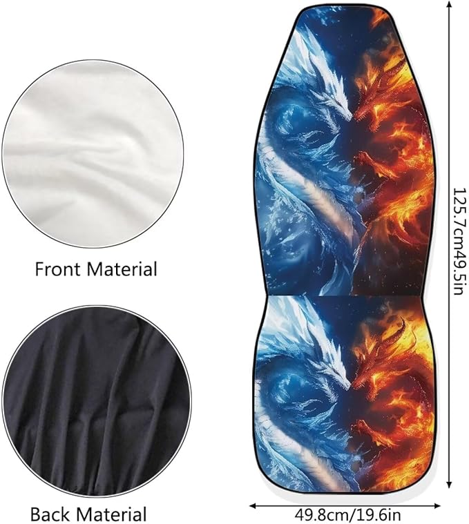 Cool Dragon Car Front Seat Covers Soft Car Seat Cover Easy Installation Breathable Front Seat Cover Protection Interior Accessories Universal for Auto SUV 2 Pcs