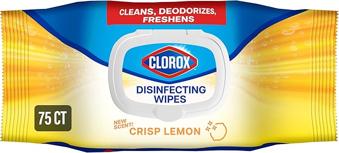Clorox Disinfecting Cleaning Wipes Flex Pack, Bleach Free, Crisp Lemon, 75 Count (Pack May vary)