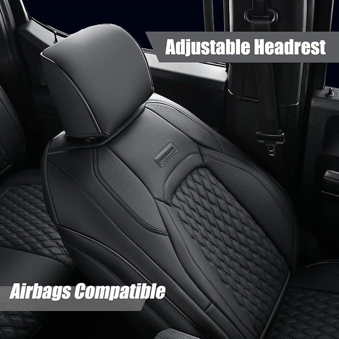 Coverado Seat Covers Full set for Jeep Wrangler, Waterproof Car Seat Covers for Truck Automotive Seat Covers Custom Fit for 2013-2017 Jeep Wrangler JK 2-Door, Full Coverage Wrangler Seat Covers(Black)