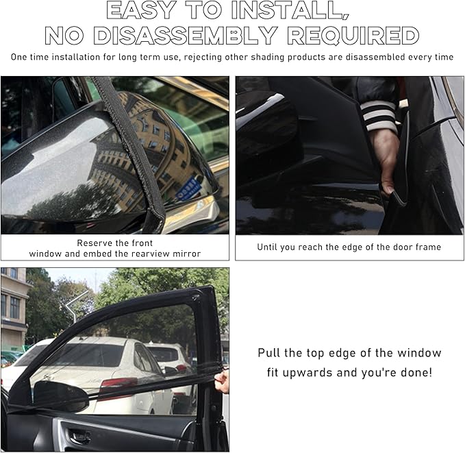 2 PCS Window Shades, Auto Front Rear Side Sun Shades for Block Heat & UV Protection, Breathable Mesh Baby Screen Covers, Universal Car Accessories (Back)