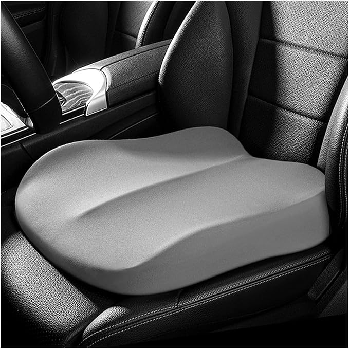 Car Seat Cushion, Ergonomic Memory Foam Auto Seat Boost Mat for Short People Driving, Non-Slip Driver Seats Height Cushion Office Chair Pillow for Tailbone Back Pain Relief (Gray)