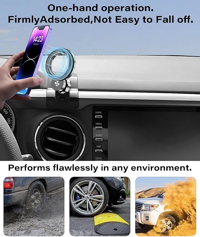 Magnetism Car Phone Holder for Toyota Tacoma 2016-2023 Accessories Compatible with MagSafe Hands-Free 360 Degree Rotation Adjustable Cell Phone Mount Does Not Affect Air Vent