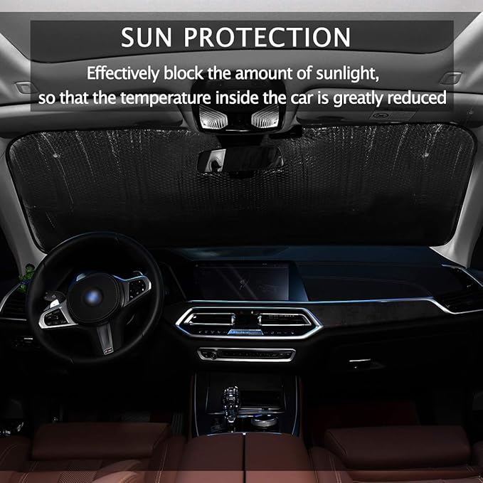 Boho Ethnic Car Windshield Sun Shade Bohemian Stripes Colorful Mandala Flower Foldable UV Ray Sun Visor Protector Sunshade to Keep Your Vehicle Cool (55" x 27.6")