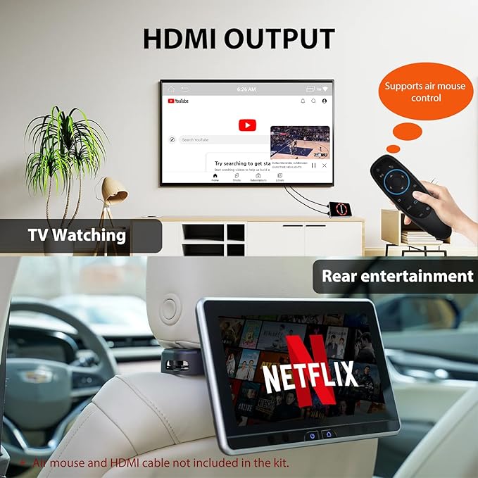 Sunweyer Wireless CarPlay Adapter Car Streaming Device Ai Box Support Netflix, YouTube, Hulu, Disney+, Android Auto Wireless Adapter with LED Ambient Light, Easy to Setup 3 in 1, Dual WiFi Bluetooth