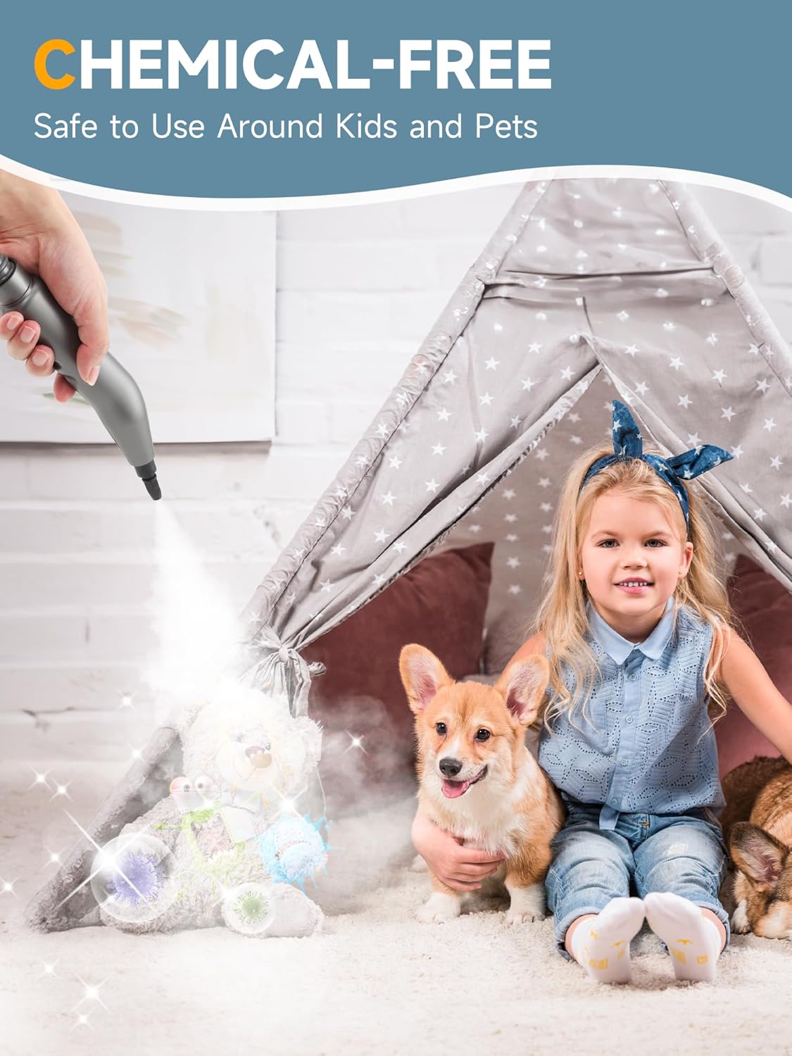 Yadea Handheld Steam Cleaner, Multi-Purpose Portable Steamer for Home, Car, Carpet, Tiles & Furniture – Fast Heat-Up, Dual Steam Modes, 6 Accessories, Chemical-Free Cleaning