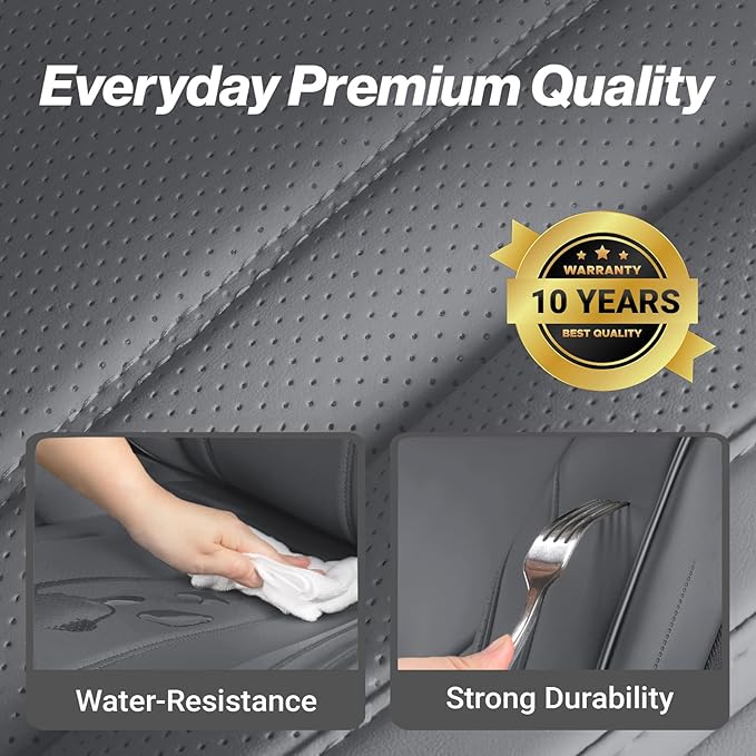 Coverland Custom Fit Car Seat Covers for Car Compatible with [Accord, Focus, Sonata, Avalon, C-Class, E-Class] Premium Waterproof Non-Slip Interior Seat Protector [Full Set Dark Gray- Size Chart X58]