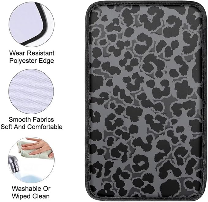 Auto Center Console Pad,Car Armrest Pad Car Armrest Seat Box Cover Protector for Most Vehicle, SUV, Truck, Car, Black Cheetah Print
