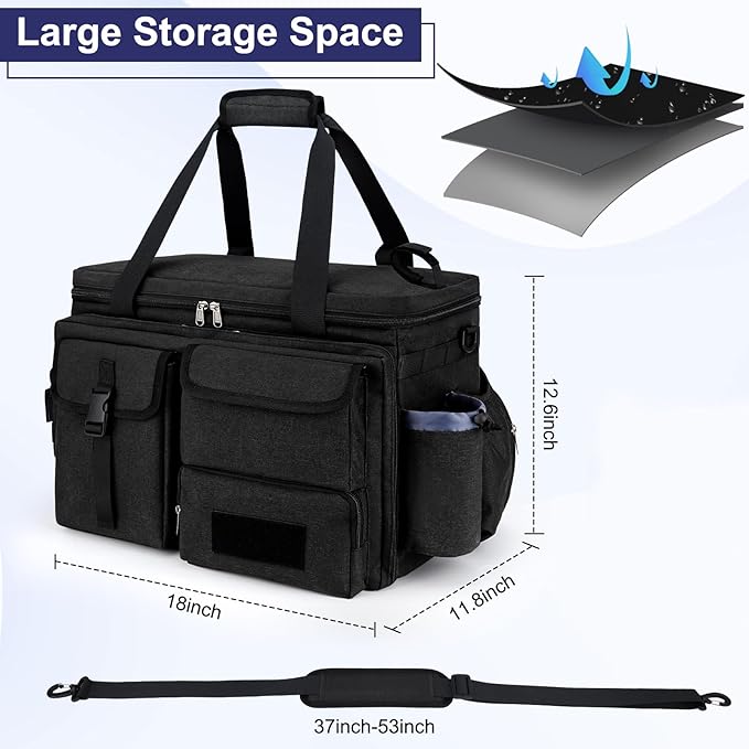 Patrol Bag Law Enforcement Police Gear Bag, Car Front Seat Organizer Tactical Officer Duty Bags, Police Car Accessories for Passenger Seat, Multiple Compartment Molle Webbing Removable Shoulder Strap