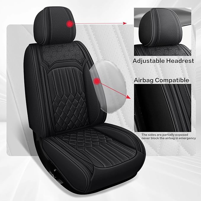 Car Seat Covers for Genesis GV70 2022-2025 2026, Full Set Premium Nappa Leather Waterproof Breathable Anti-Slip Airbag Compatible Car Seats Protector, Soft Car Interior Seats Cover (Black)