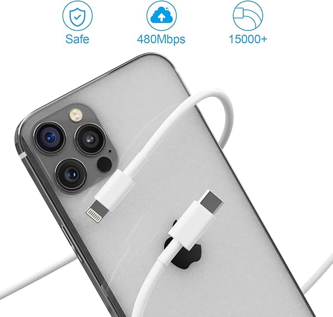 20W Dual Port Fast Charger Block 2-Pack with 6FT & 10FT MFi-Certified Cables, PD/QC3.0 Quick Charge Adapter for iPhone 14/13/12/11 Pro Max/XS/XR/X, iPad, AirPods Pro - Overheat & Surge Protection