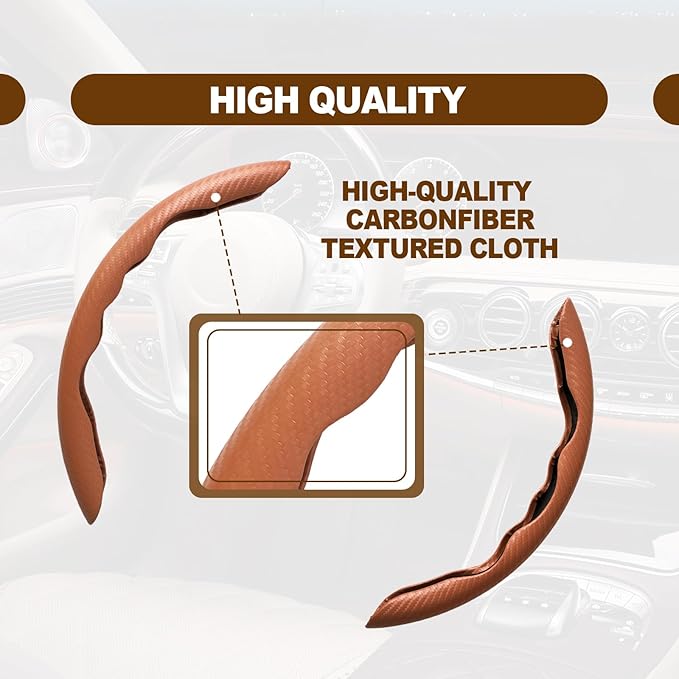 Car Interior Accessories Butterfly Steering Wheel Cover Car Carbon Fiber Anti-Skid Steering Wheel Cover (BROWN)