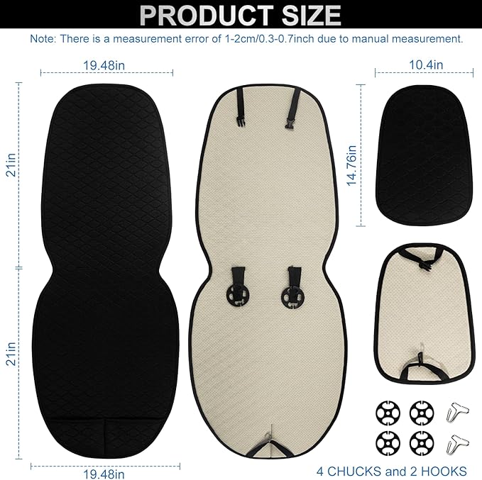 2 Pack Car Seat Covers, Front Seat Covers for Cars, Breathable Linen Car Seat Protector, Universal Fits for Most Automotive, Vehicles, SUVs, Cars, Sedans(Black)
