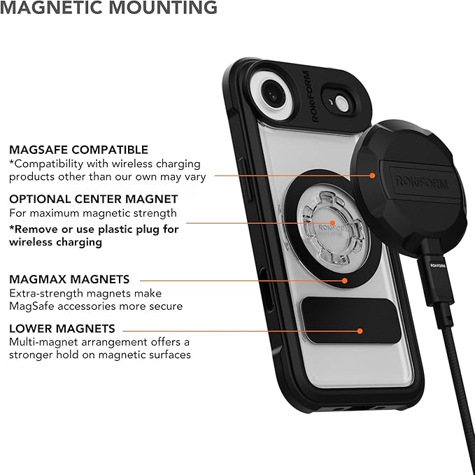 Rokform Crystal Case Compatible with iPhone 17 Air, Magnetic Cover (Clear)