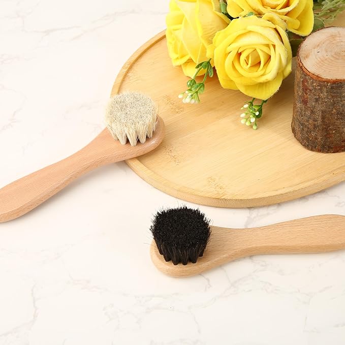 lasuroa 2pcs Baseball Glove Brush, Small Baseball Glove Scrub Horsehair Brushes Gentle Routine Maintenance Horse Hair Bristles Practical Cleaning Supply Accessories for Deep Clean