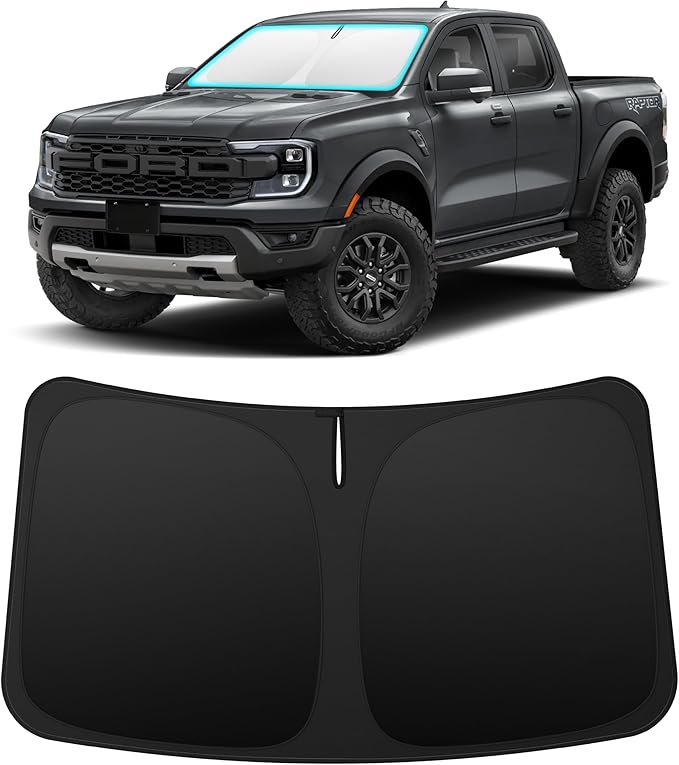 INSAUTO Custom Fit Windshield Sun Shade Accessories for Ford Ranger 2019-2026, Foldable Front Window Sunshade, UV & Heat Reflector, Keeps Interior Cool, Includes Storage Bag