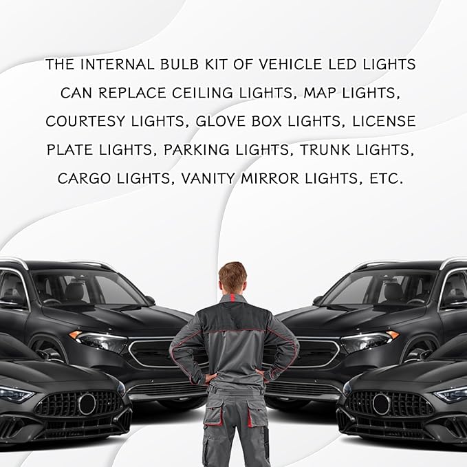 24PCS LED Interior Car Lights, Interior Car Lights Dome Light Set T10 31 mm 42 mm Replacement Bulbs for Top Map Dome Tail Cab Lights and License Plate Courtesy Lights Accessories (White)