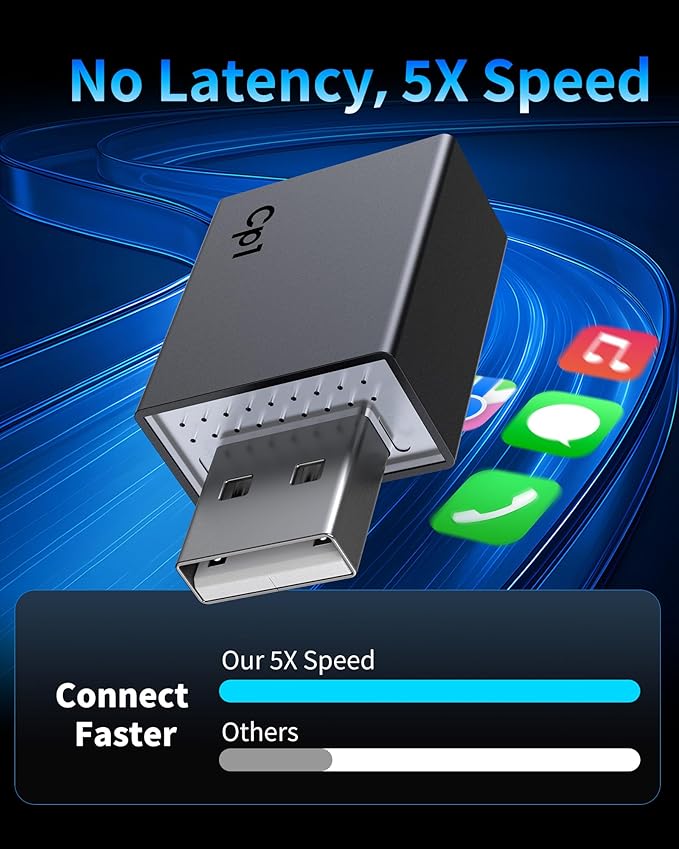 Wireless CarPlay Adapter for iPhone Plug & Play Seamless Connection Convert Wired to Wireless CarPlay for iOS 10+ and Cars from 2016