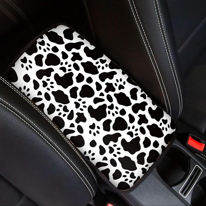 Coldinair Cow Dog Paw Car Armrest Cover,Auto Center Console Pad,Soft Seat Cover Protector Cushion,Car Accessories Decor for Most Cars,Sedan,Truck,SUV