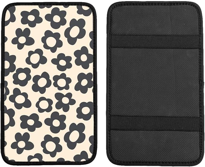 Vintage Groovy Flowers Auto Center Console Cover Pad Car Armrest Seat Box Cover Cushion Universal for Most Vehicle SUV Truck Car Accessories Decor