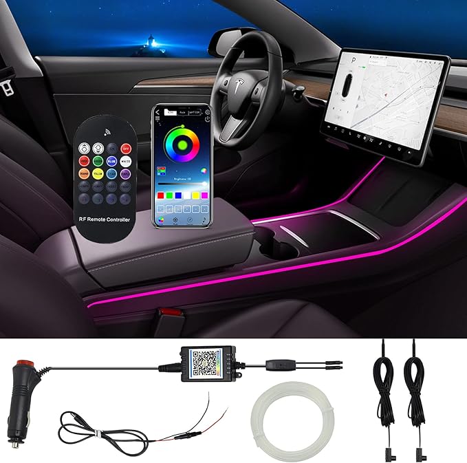 Tesla Model 3 Model Y Interior car Lights, RGB Neon Light Kits with APP and Remote Control, Tesla Ambient Lighting Accessories