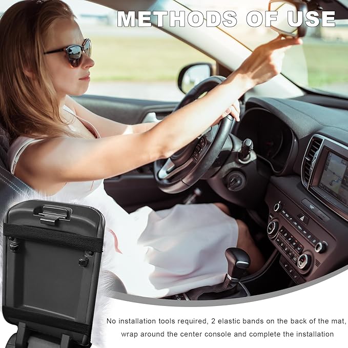 Center Console Cover, 11.81"×7.87" Automotive Fluffy Plush Center Armrest Protector, Universal Furry Comfortable Center Console Pad for Cars Trucks SUVs, Car Accessories (Black)