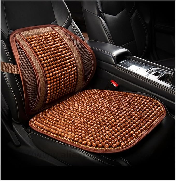 TOMSE Car Seat Chair Back Cushion for Toyota RAV4 Prime 2025, Wooden Beads Ventilate Mesh Lumbar Brace Strong Durable Relieve Fatigue Summer Interior Accessories,A-Backrest